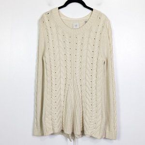 Cabi Cable knit Pullover Sweater with Lace Up Back Size S Style 3157